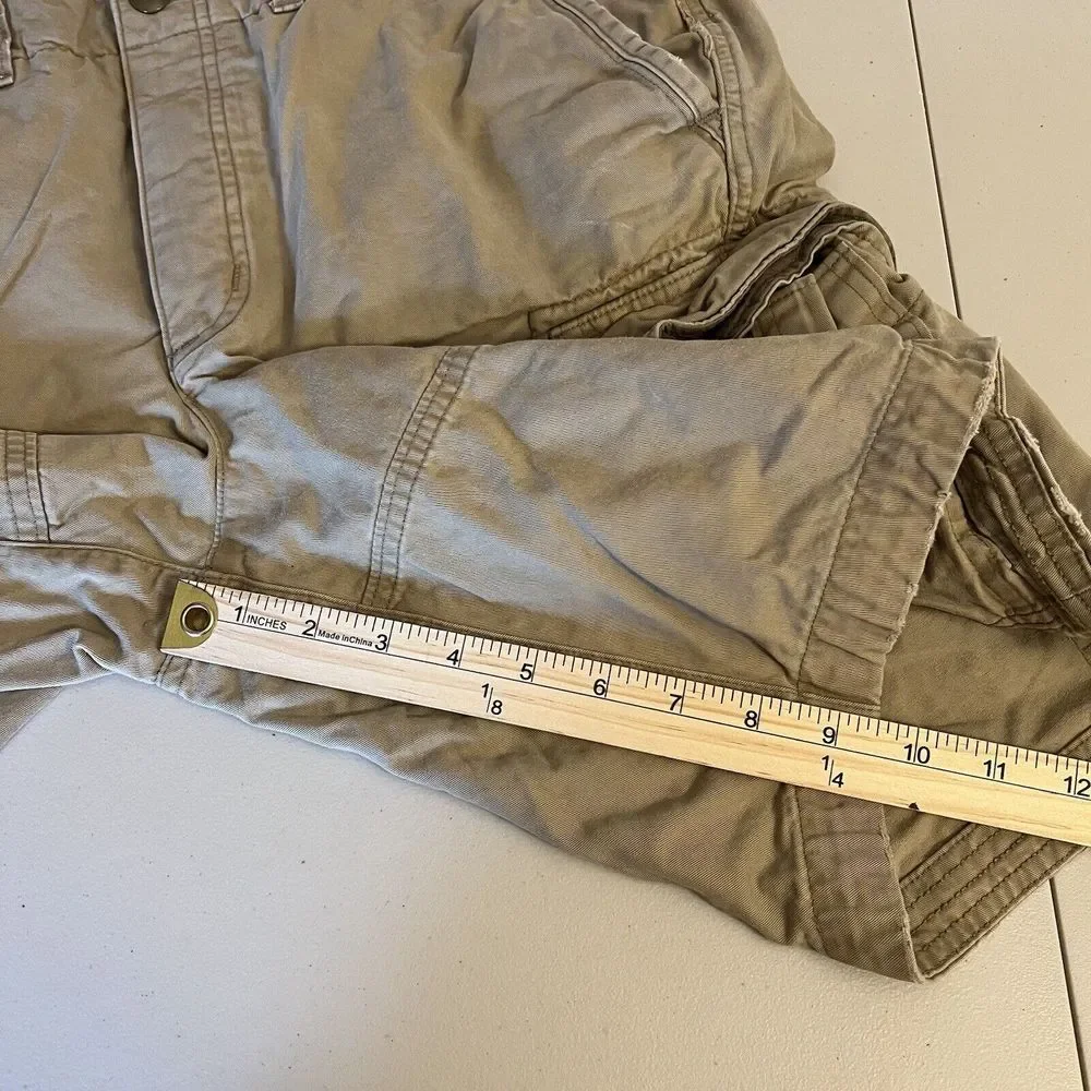 Abercrombie & Fitch Brown Thick Cotton Cargo Shorts Mens 32 Casual Military - Picture 9 of 10